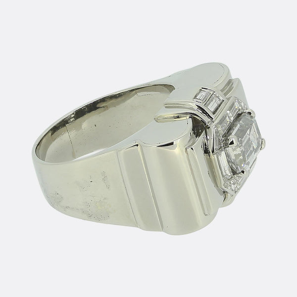Mid-Century 2.20 Carat Emerald Cut Diamond Ring