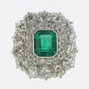 Antique 1.20 Carat Emerald and Diamond Cluster Ring