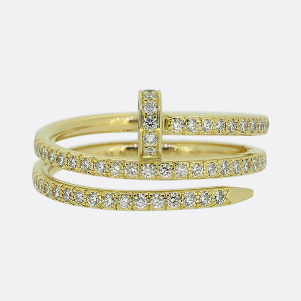 Cartier Juste un Clou Double Semi-Pavé Diamond Ring Size M (53)