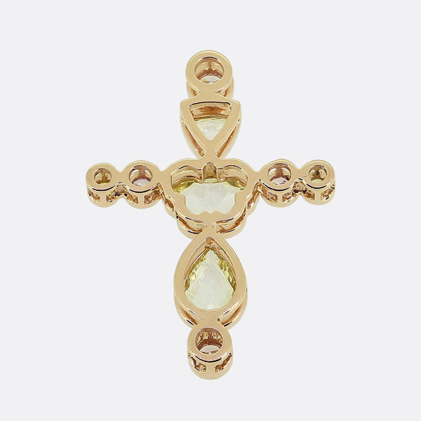 0.90 Carat Natural Pink and Yellow Diamond Cross Pendant