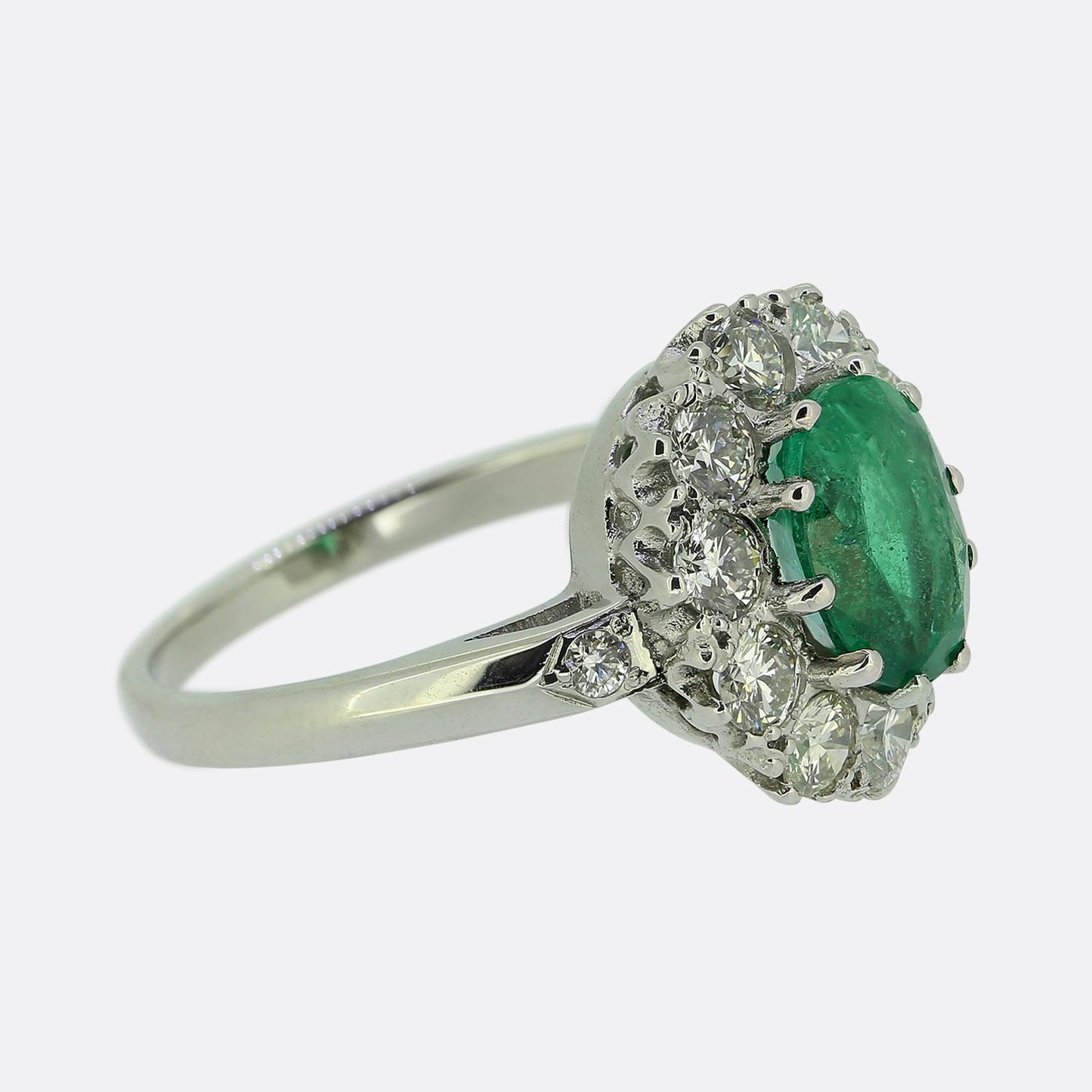 Vintage Emerald and Diamond Cluster Ring