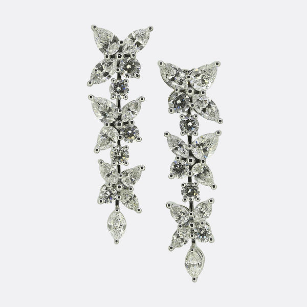 Tiffany & Co. Mixed Diamond Cluster Victoria Drop Earrings