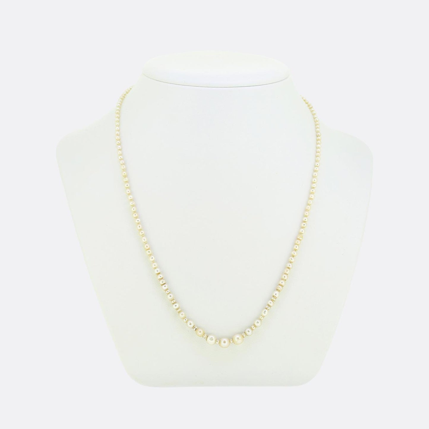 Antique Natural Pearl Necklace and Rose Cut Diamond Clasp