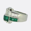 Emerald and Diamond Two-Row Ring