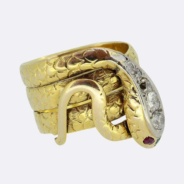 Victorian Diamond Snake Ring