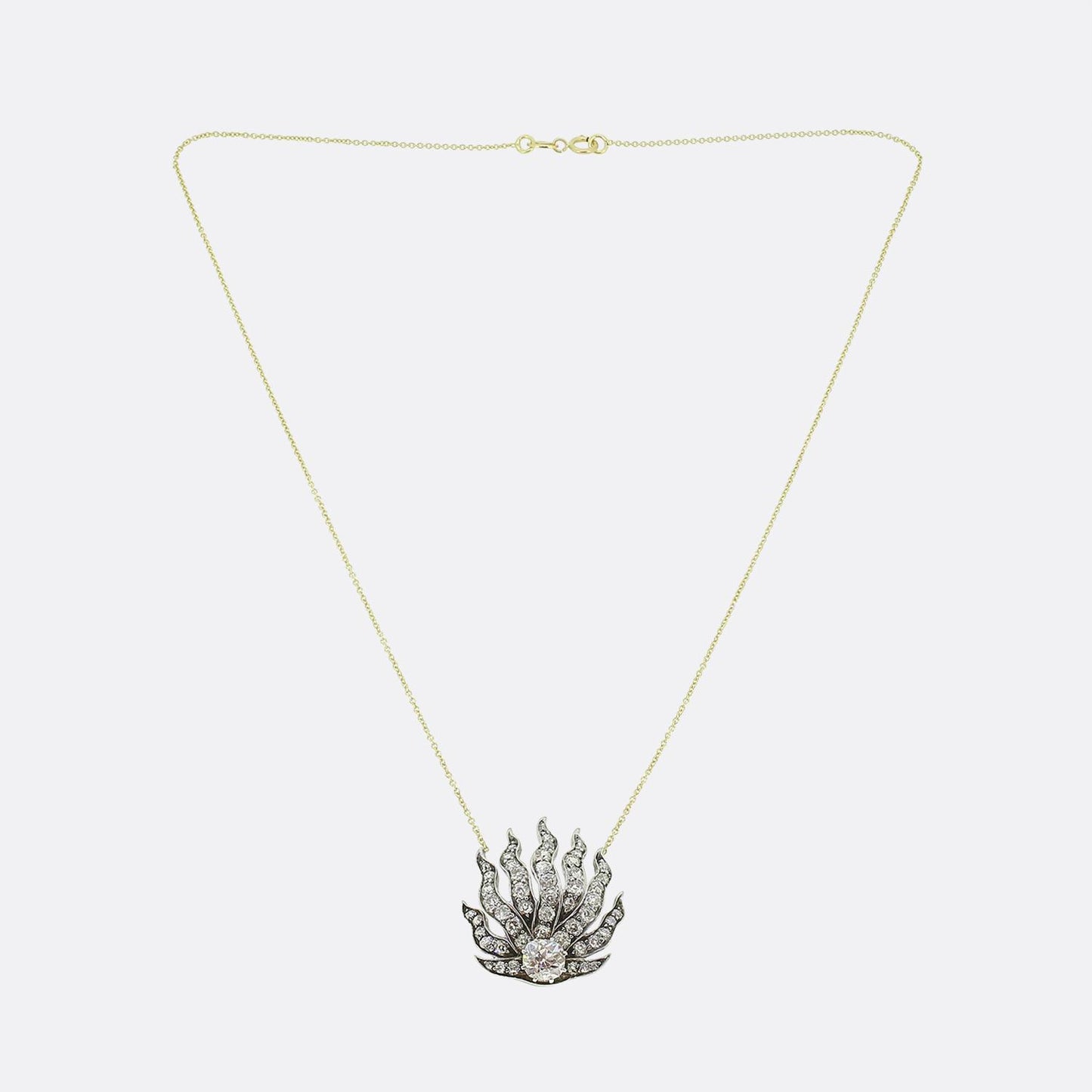 Victorian Diamond Cluster Pendant Necklace