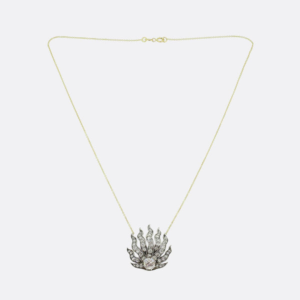 Victorian Diamond Cluster Pendant Necklace
