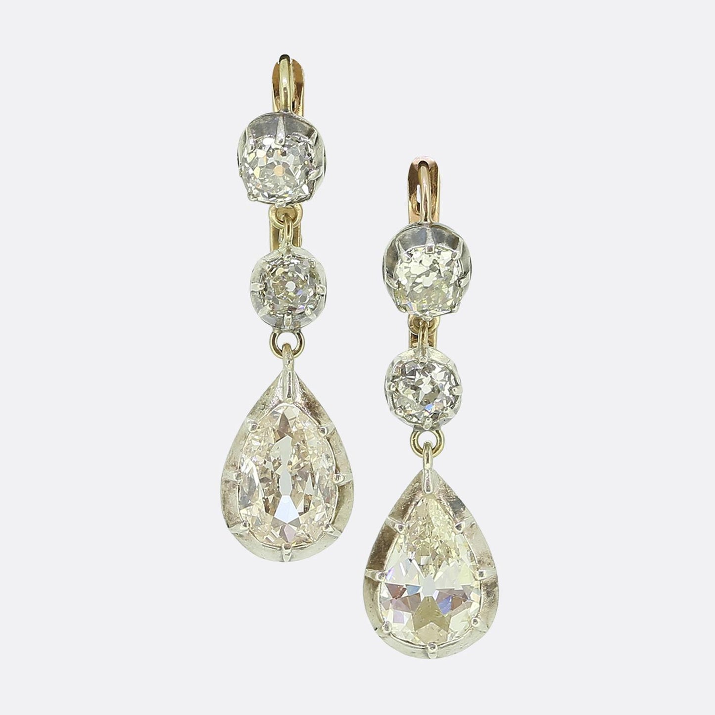 Antique 5.32 Carat Diamond Drop Earrings