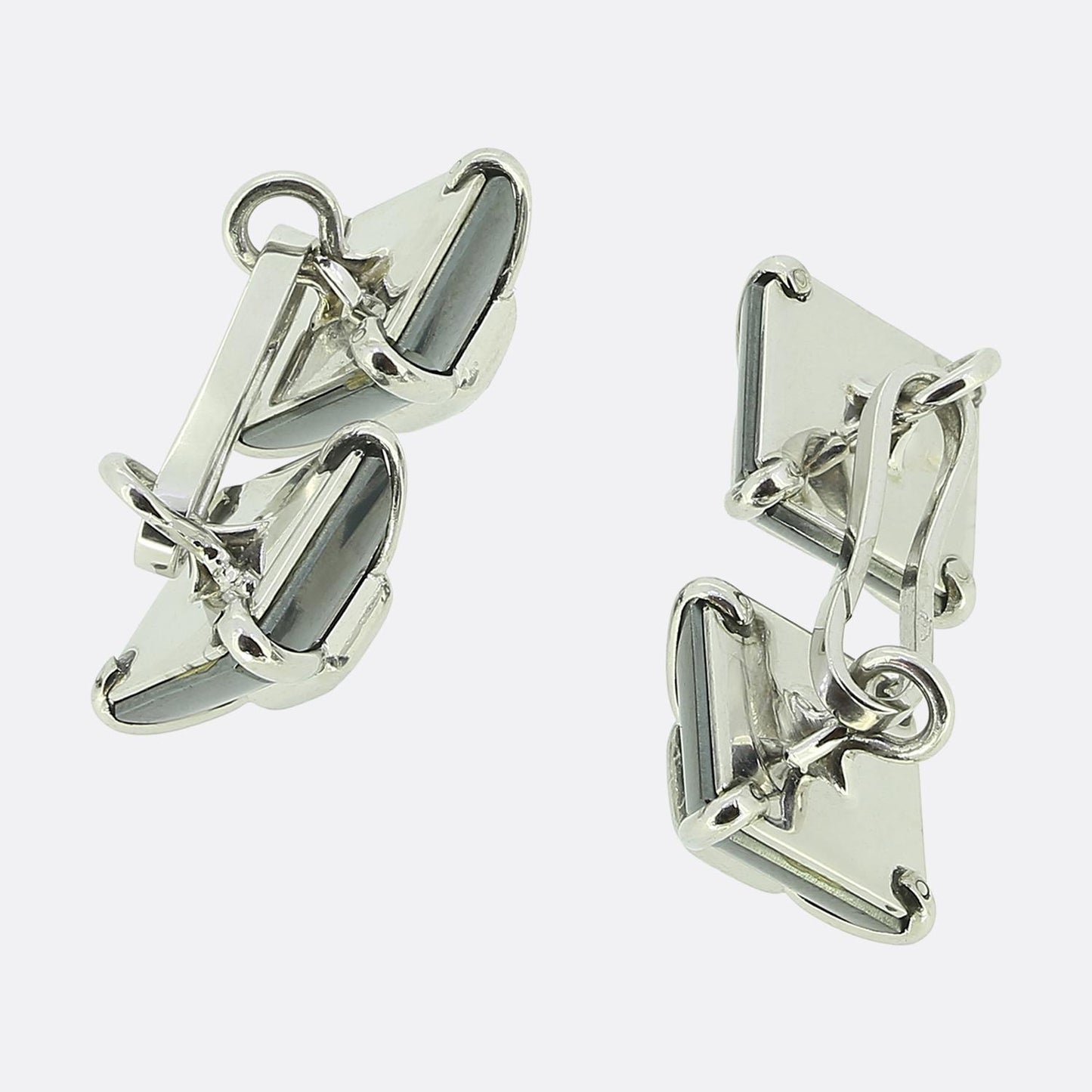 Vintage Hematite and Diamond Cufflinks