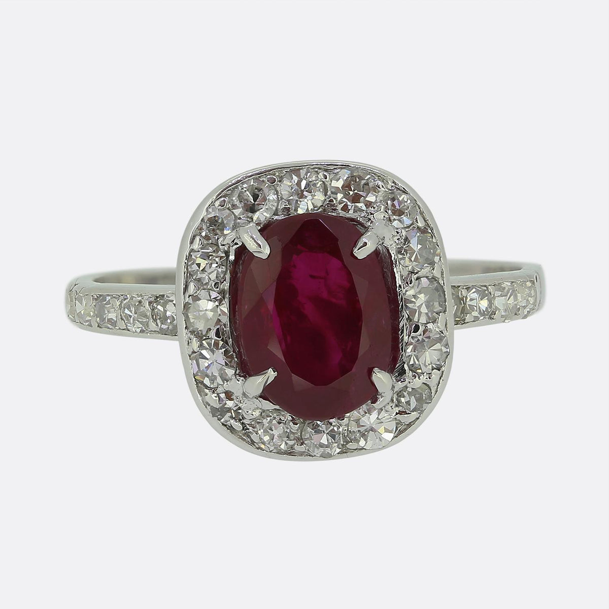 1.50 Carat Burmese Ruby and Diamond Ring