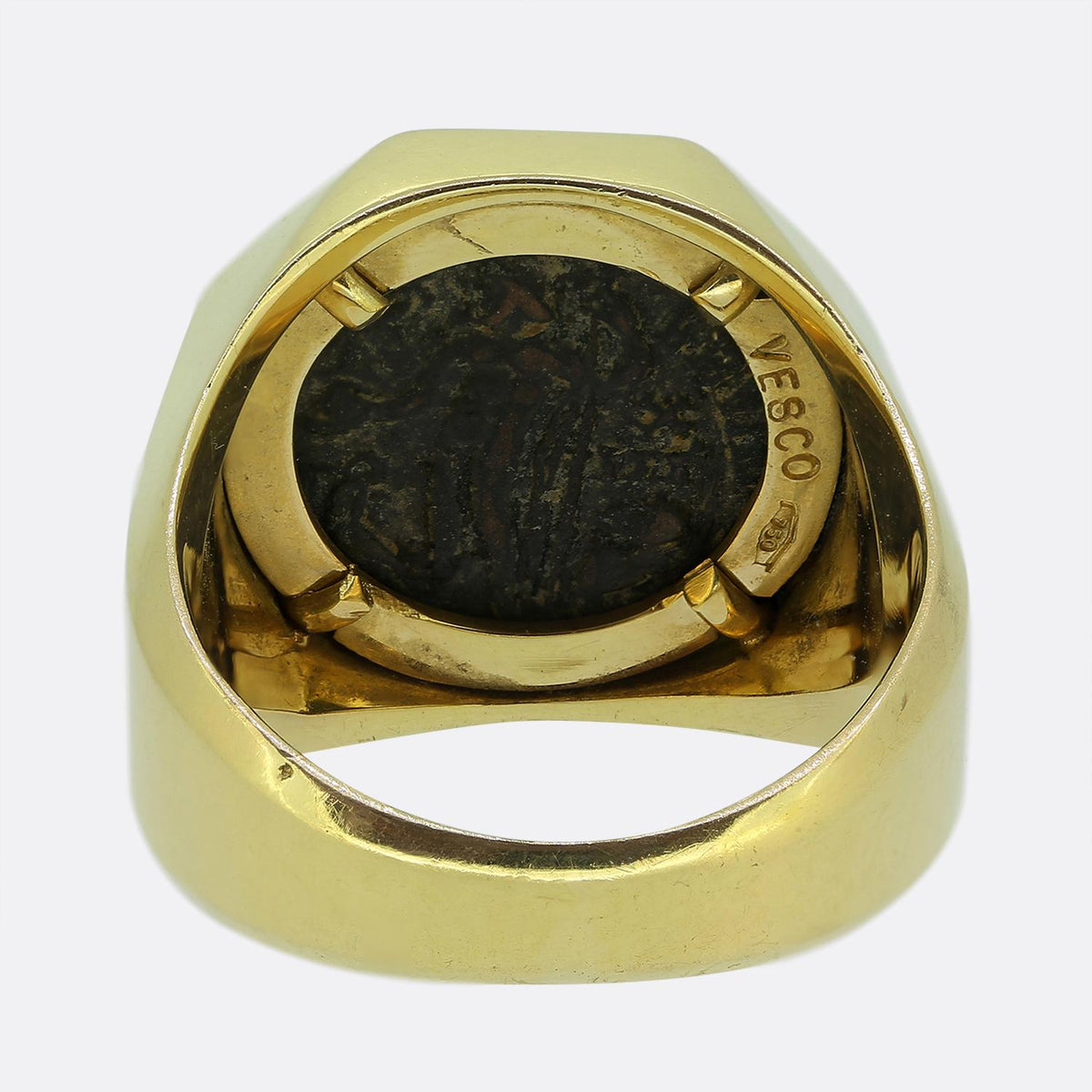 Vesco Vintage Constantine Bronze Coin Signet Ring