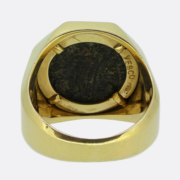 Vesco Vintage Constantine Bronze Coin Signet Ring