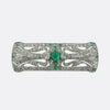 Art Deco Cabochon Emerald and Old Pear Cut Diamond Brooch