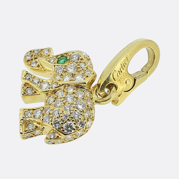 Cartier Pave Diamond Elephant Charm Pendant