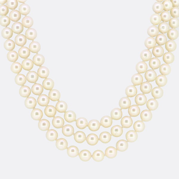 Vintage Cultured Pearl Necklace and Muli Gemstone Clasp