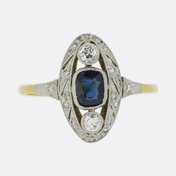 Art Deco Sapphire and Diamond Ring