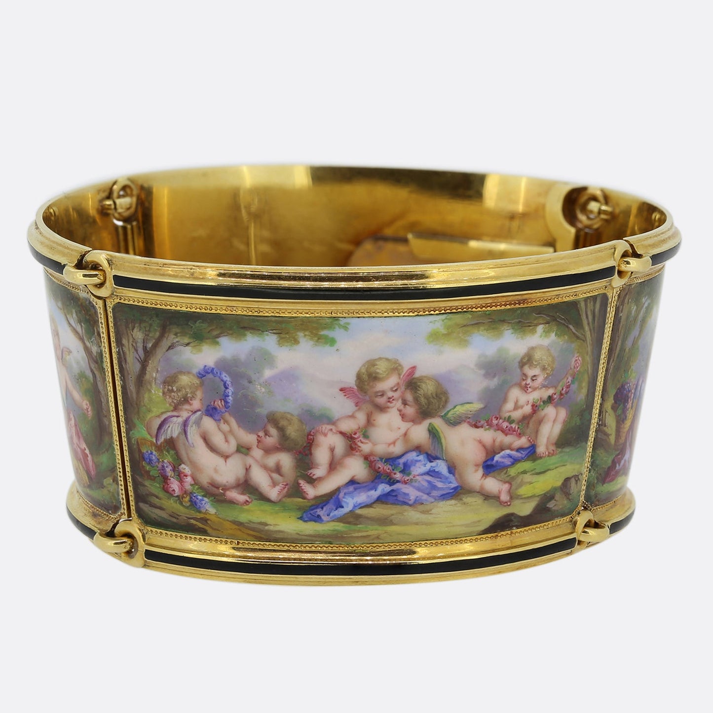 Antique Delarue Palais Royal Enamel Cherub Bracelet