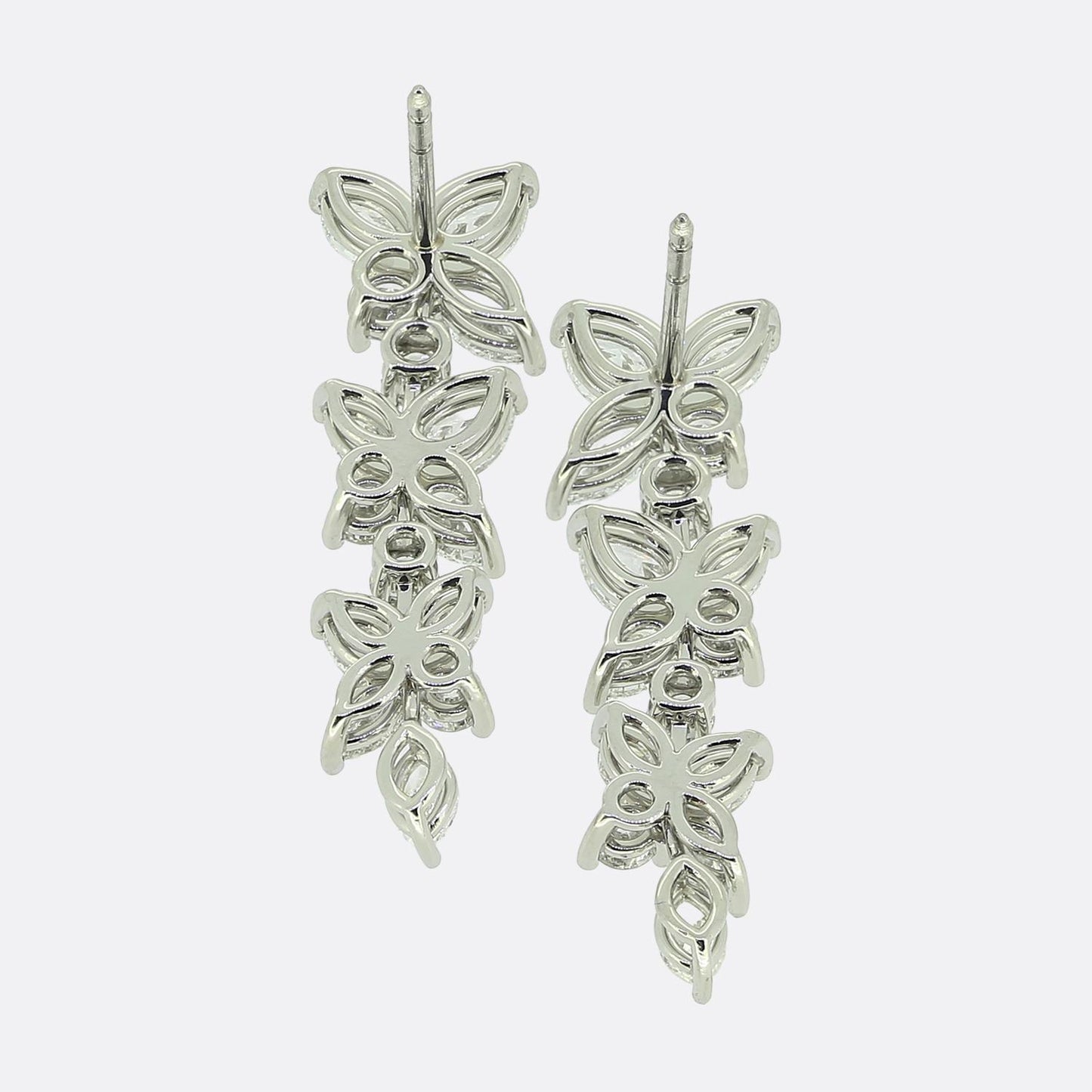 Tiffany & Co. Mixed Diamond Cluster Victoria Drop Earrings