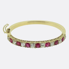 Victorian Burmese Ruby and Diamond Bangle