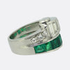 Emerald and Diamond Two-Row Ring