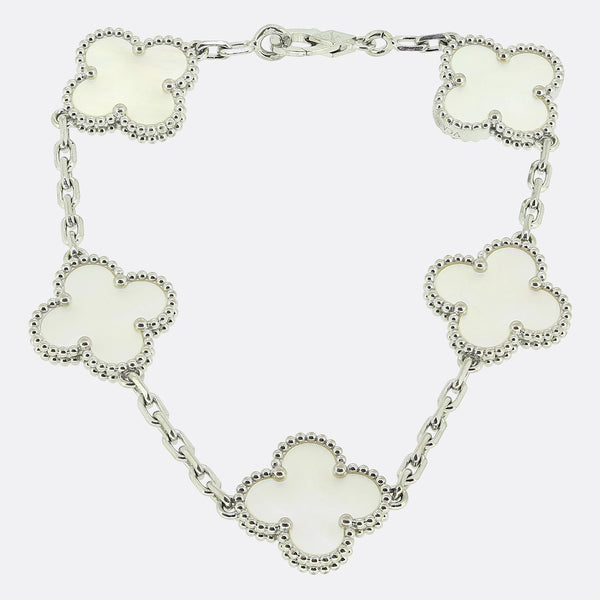 Van Cleef & Arpels Vintage Alhambra Five Motif Mother of Pearl Bracelet
