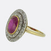 Art Deco 2.50 Carat Burmese Pink Sapphire and Diamond Double Halo Ring