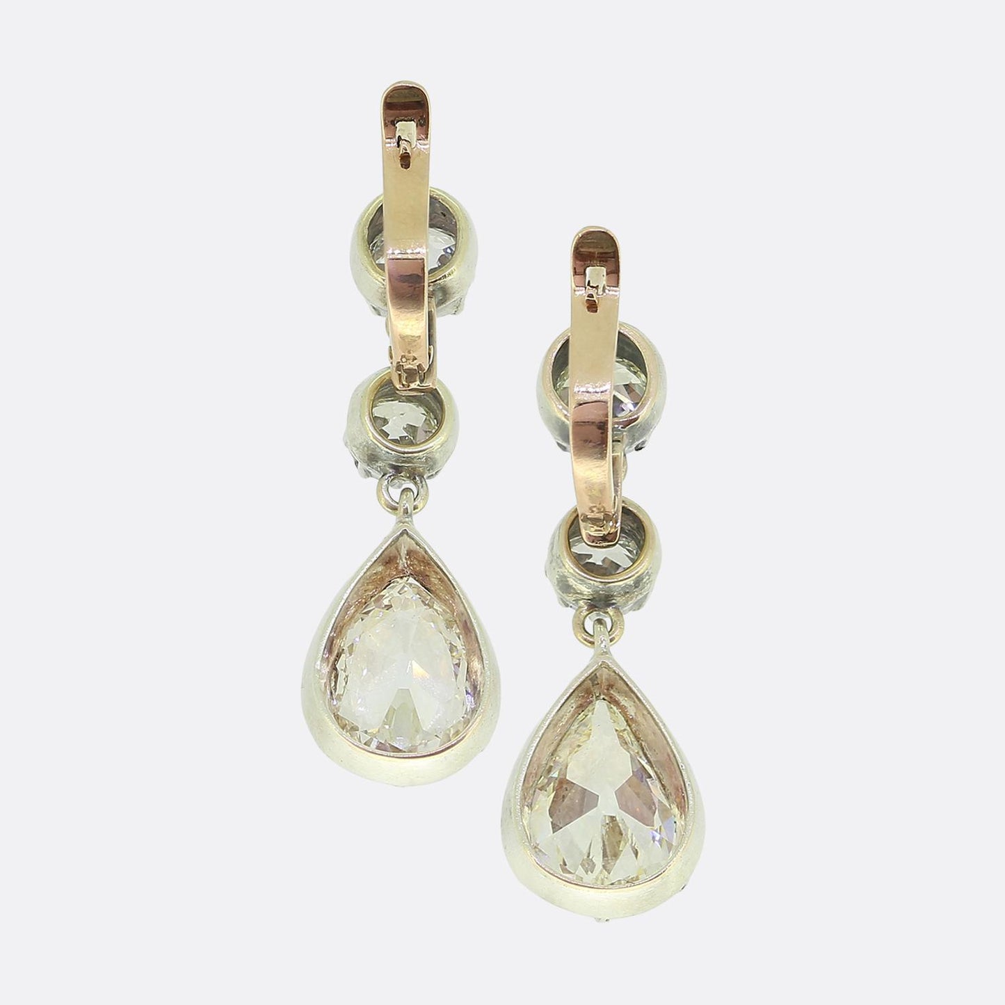 Antique 5.32 Carat Diamond Drop Earrings