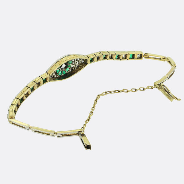 Art Deco Emerald and Diamond Bracelet