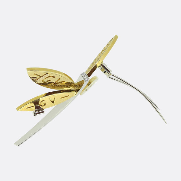 Giorgio Visconti Diamond and Yellow Sapphire Dragonfly Brooch