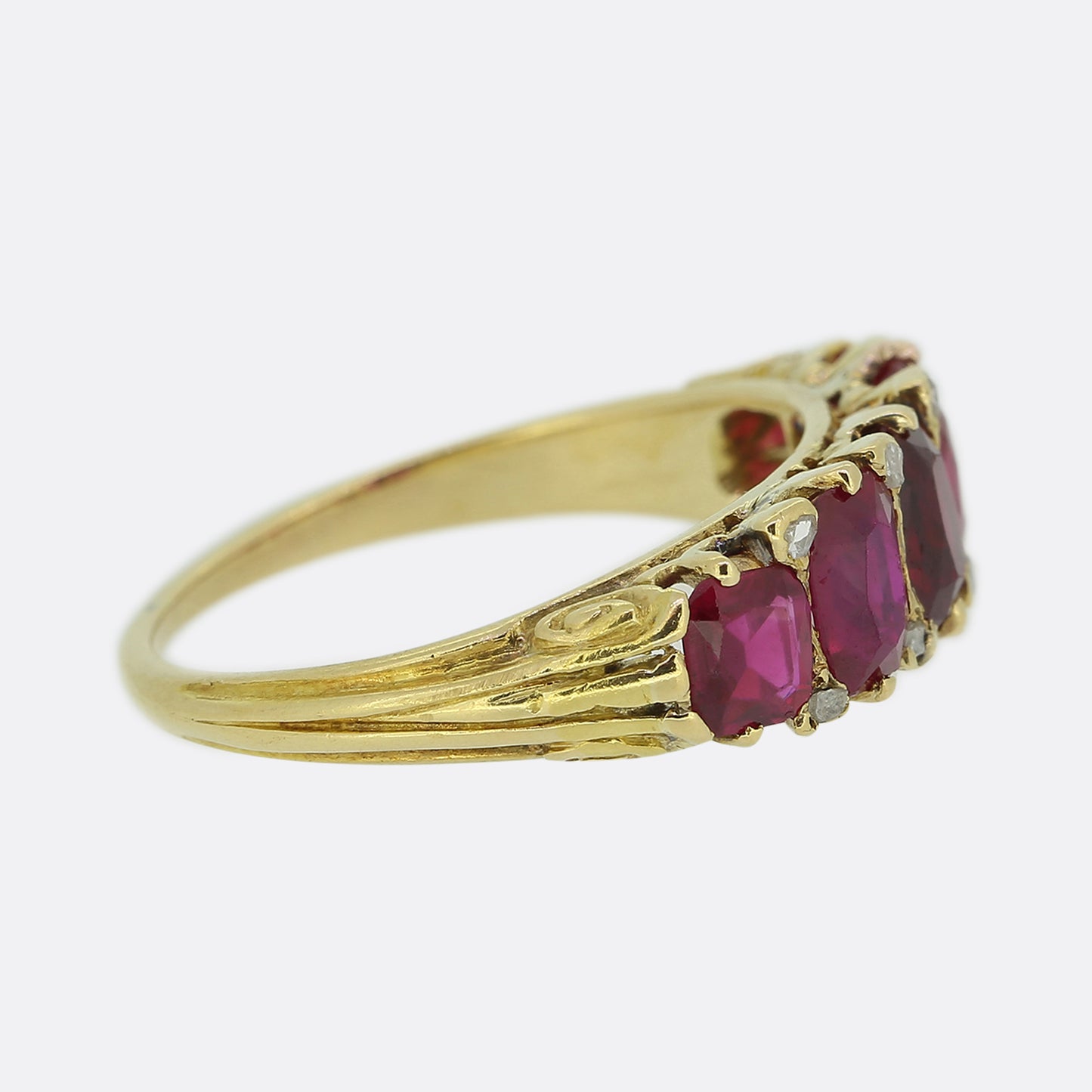Antique Burmese Ruby Five Stone Ring