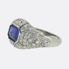 Art Deco 2.70 Carat Burmese Sapphire and Diamond Filigree Ring