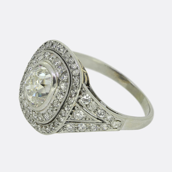 Art Deco 1.30 Carat Diamond Cluster Ring
