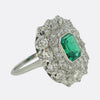 Antique 1.20 Carat Emerald and Diamond Cluster Ring