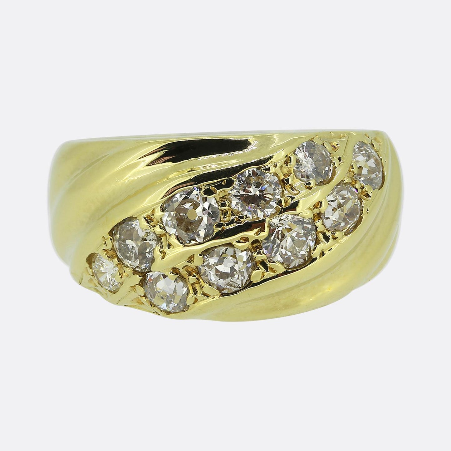 0.90 Carat Diamond Cluster Wide Band Ring