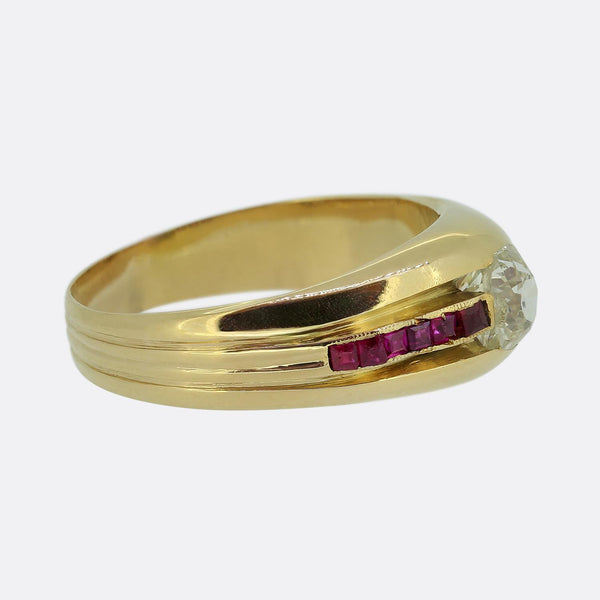 Edwardian 0.65 Carat Diamond and Ruby Ring