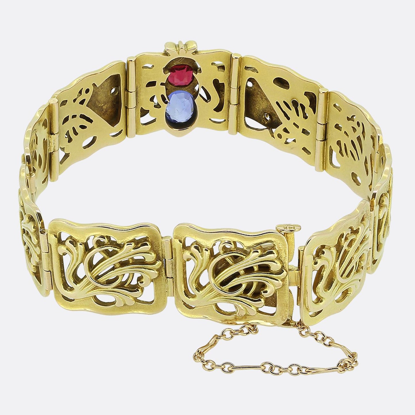 Riker Bros. Ruby Sapphire and Diamond Winged Insect Bracelet