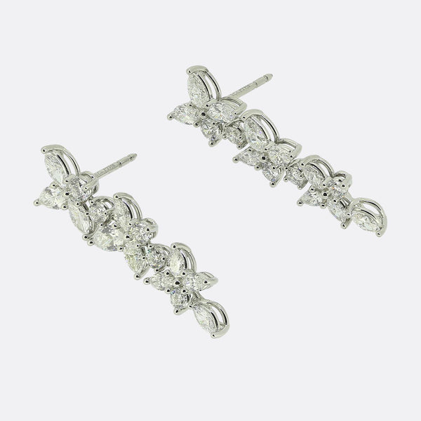 Tiffany & Co. Mixed Diamond Cluster Victoria Drop Earrings
