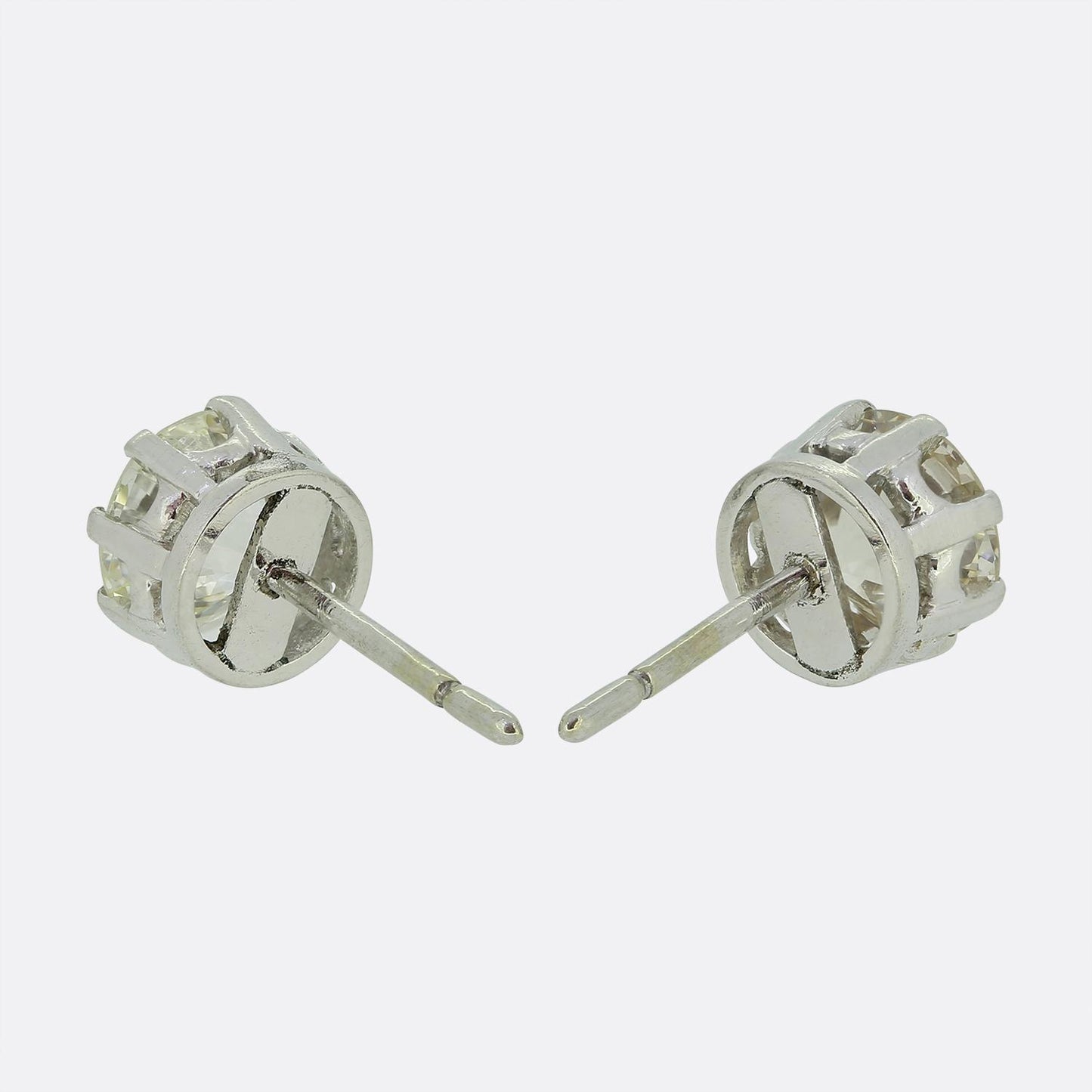 Vintage 3.10 Carat Old Cut Diamond Stud Earrings