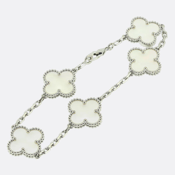 Van Cleef & Arpels Vintage Alhambra Five Motif Mother of Pearl Bracelet