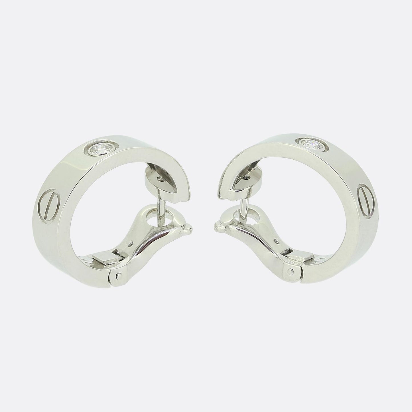 Cartier Classic Model Two Diamond Love Hoop Earrings