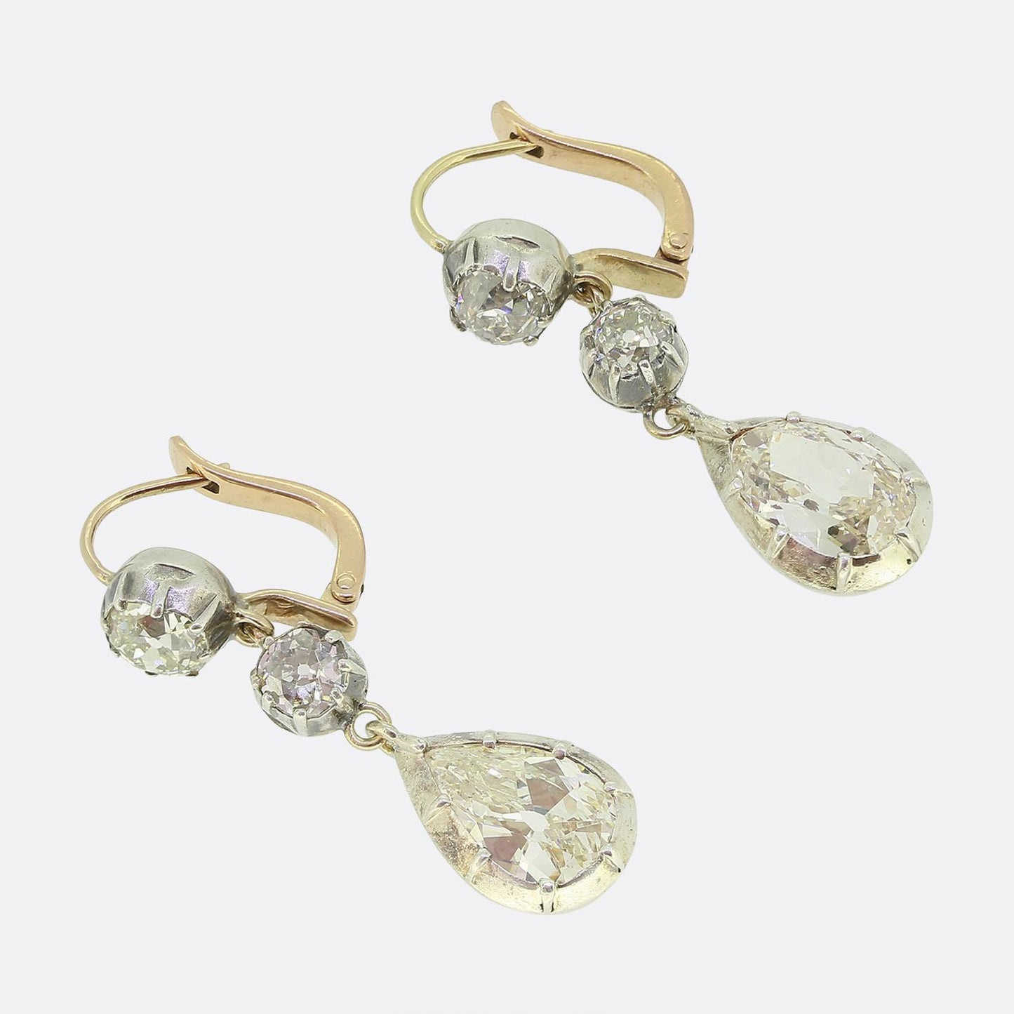 Antique 5.32 Carat Diamond Drop Earrings