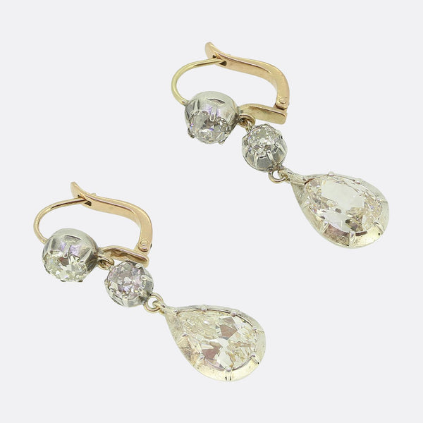 Antique 5.32 Carat Diamond Drop Earrings