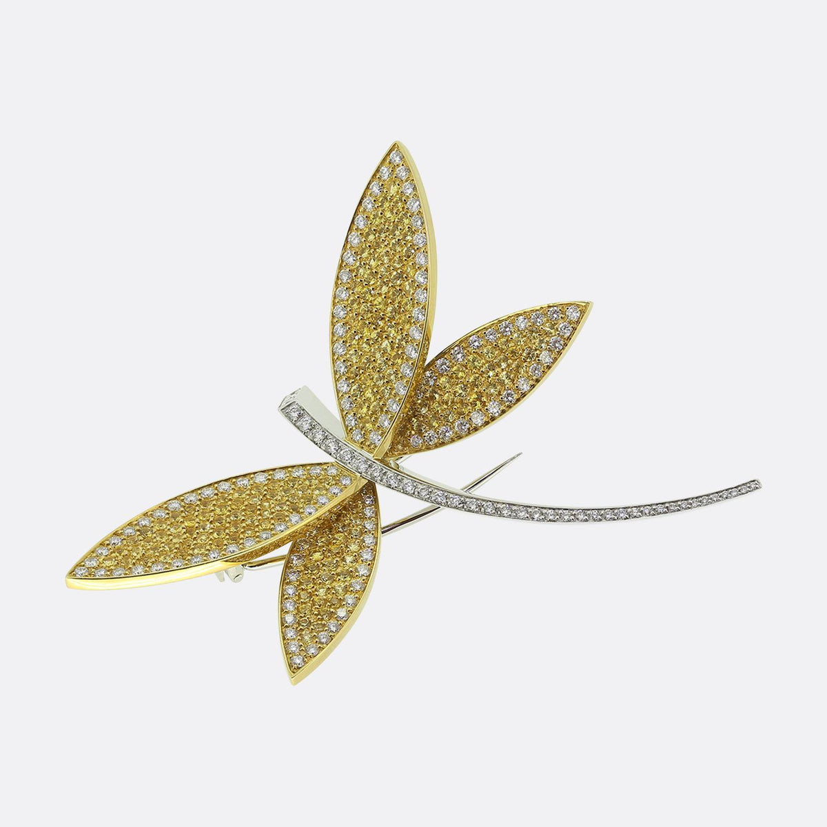 Giorgio Visconti Diamond and Yellow Sapphire Dragonfly Brooch