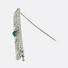 Art Deco Cabochon Emerald and Old Pear Cut Diamond Brooch