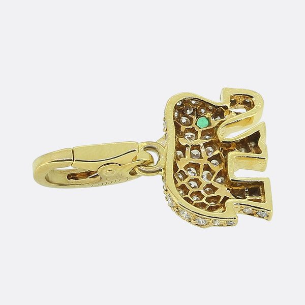 Cartier Pave Diamond Elephant Charm Pendant