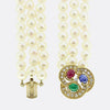 Vintage Cultured Pearl Necklace and Muli Gemstone Clasp