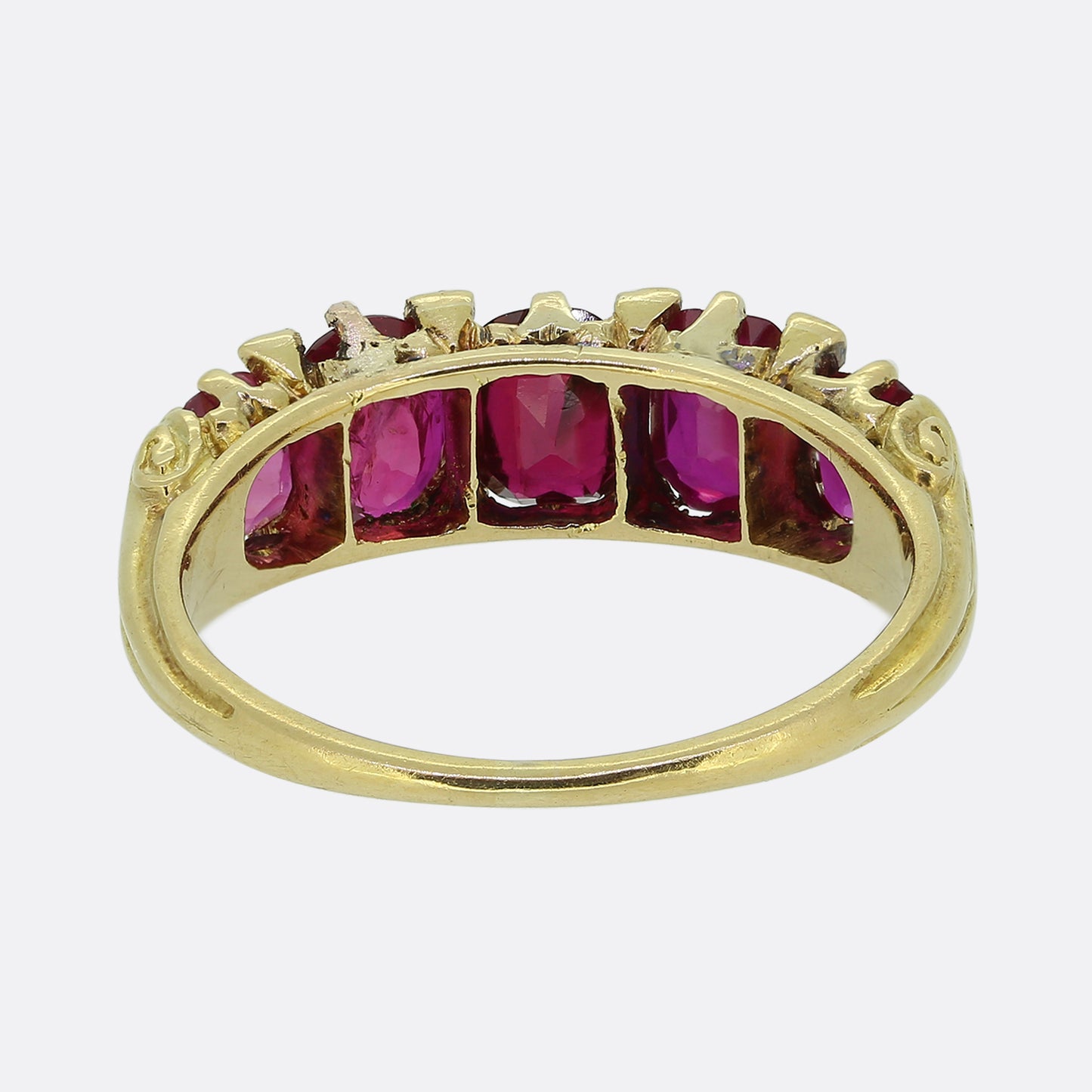 Antique Burmese Ruby Five Stone Ring