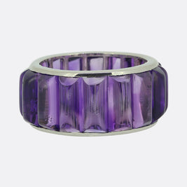 Antique Cabochon Amethyst Eternity Ring Size L (52)