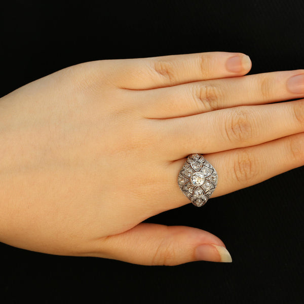 Art Deco Diamond Bombe Ring