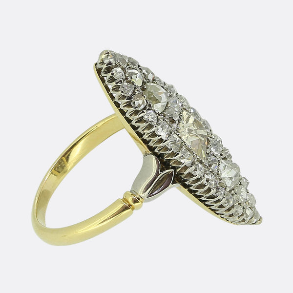 Edwardian Old Cut Diamond Navette Ring